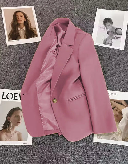 Green Suit Jacket Women's Fashionable Versatile Spring Autumn Polyester Commute Style Regular Thickness Online Exclusive