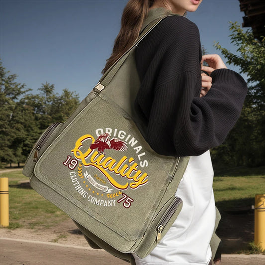 Bolso multifuncional Vintage, bolso de hombro con estampado americano, bolso cruzado Unisex, bolso de libros para estudiantes