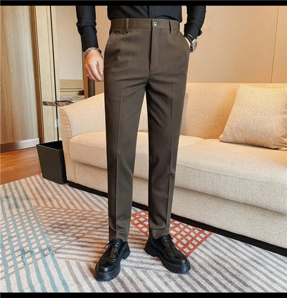 Camisas de vestir de negocios para hombres, pantalones ajustados de traje Social de oficina informal, pantalones de fiesta de boda de alta calidad, ropa de otoño e invierno