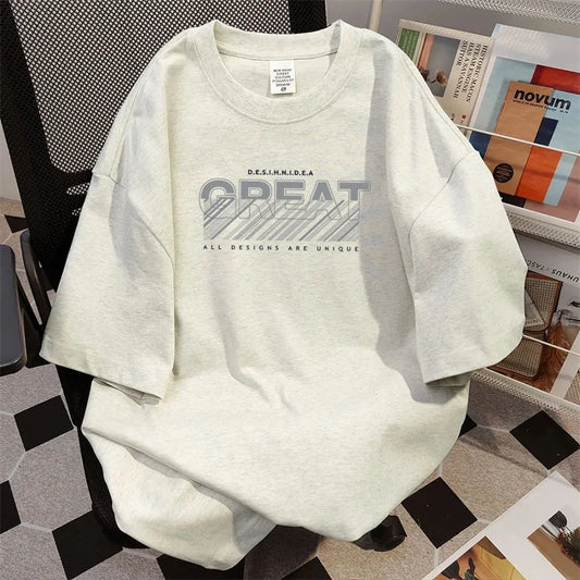 Camiseta de Manga Corta con Diseño de Letras para Hombre, Nueva Colección 2026, Moda Urbana, Cuello Redondo, Algodón, Estilo Hip Hop, Vintage, Y2K
