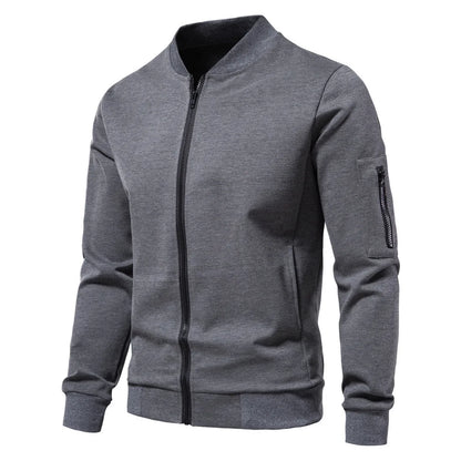 Chaqueta Casual con Cierre y Cuello Alto para Hombre, Primavera-Otoño 2025, Chaqueta Deportiva de Color Sólido, Chaqueta Bomber Urbana para Hombre