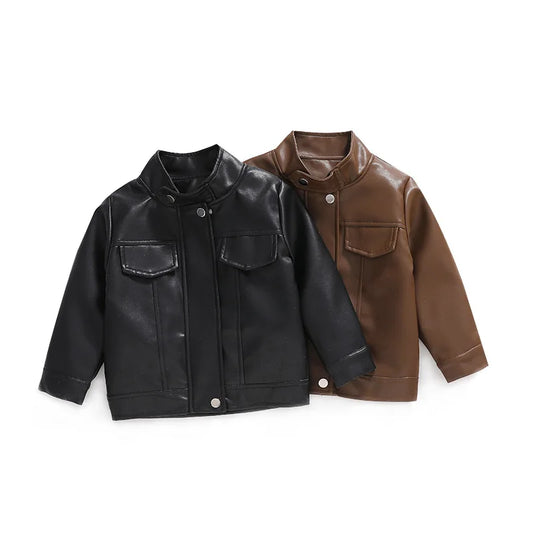 2 3 4 5 6 7 8 Years Spring Autumn Boys Leather Jacket Waterproof Zipper Fashion PU Children's Coat Birthday Gifts Kids Clothes