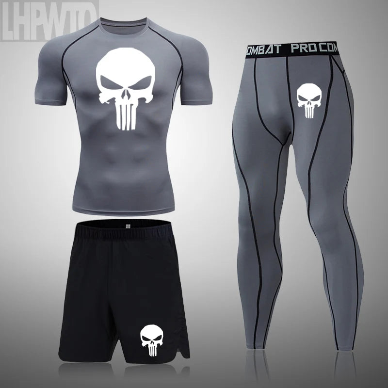 Camiseta deportiva de compresión para hombre, camiseta de entrenamiento físico de secado rápido MMA, ropa deportiva masculina para correr y correr