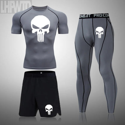 Camiseta deportiva de compresión para hombre, camiseta de entrenamiento físico de secado rápido MMA, ropa deportiva masculina para correr y correr