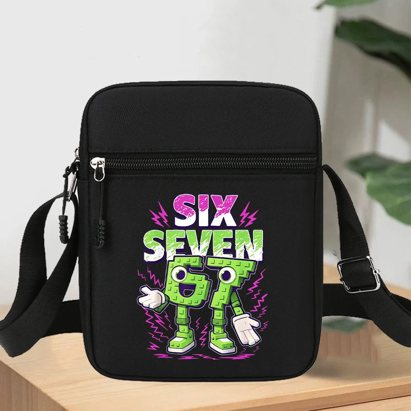 67 seis siete bolsos de hombro robalo un Brainrot personaje de dibujos animados impreso bolsos cruzados niños bolso bolsa de almacenamiento regalos de navidad