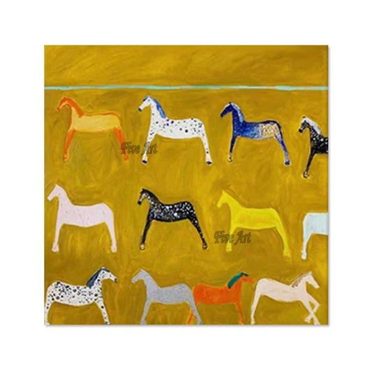 Pintura al óleo de Animal de caballo acrílico abstracto moderno, obra de arte de lienzo para sala de estar, accesorios de decoración del hogar, imagen de pared, arte