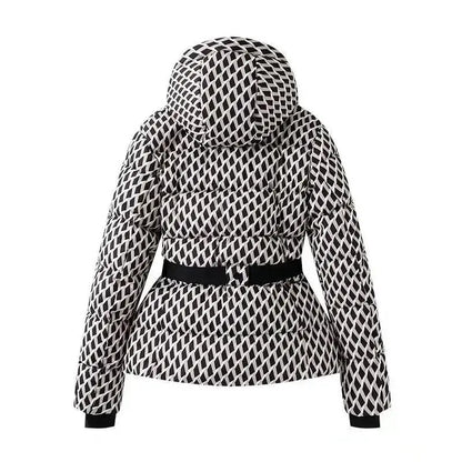 Fashionable Printed Warm Cotton Jacket Women's Winter Clothing Long Sleeve  Color Design Stylish And Comfortable