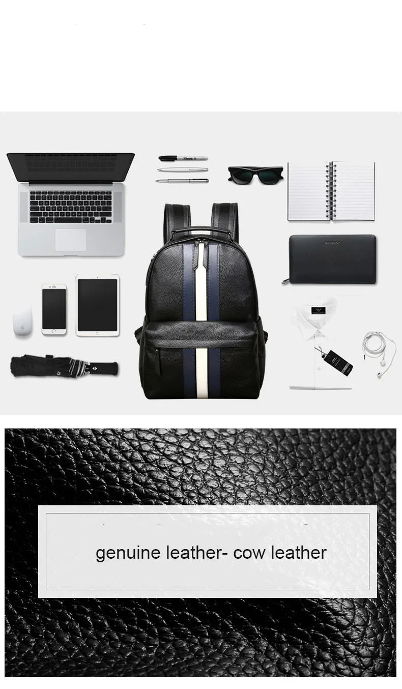 2024 nuevo diseño de moda para hombres, mochila marrón de cuero genuino para ordenador portátil, mochila escolar, bolsa de día para niños, bolsas de viaje grandes para hombres