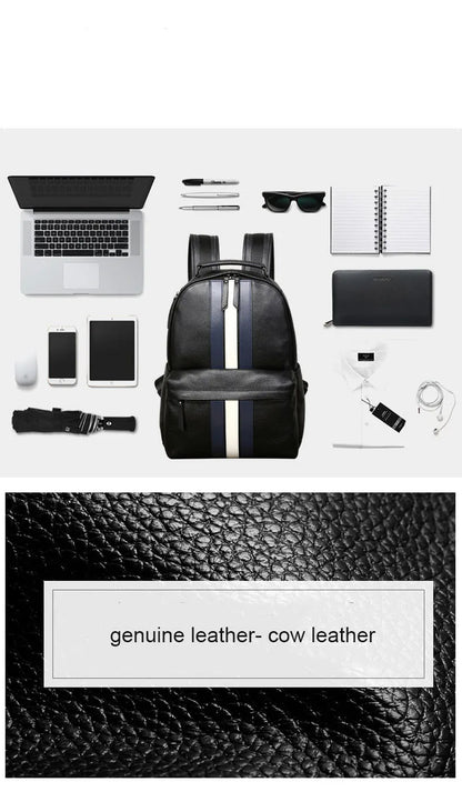 2024 nuevo diseño de moda para hombres, mochila marrón de cuero genuino para ordenador portátil, mochila escolar, bolsa de día para niños, bolsas de viaje grandes para hombres