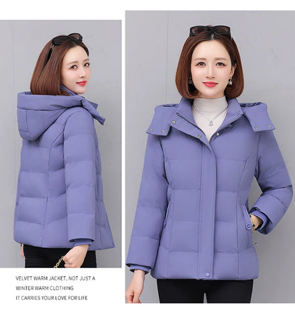 Chaqueta de algodón con forro polar grueso para mujer ENYW, abrigo informal holgado de invierno, ropa cálida para mamá, manga...