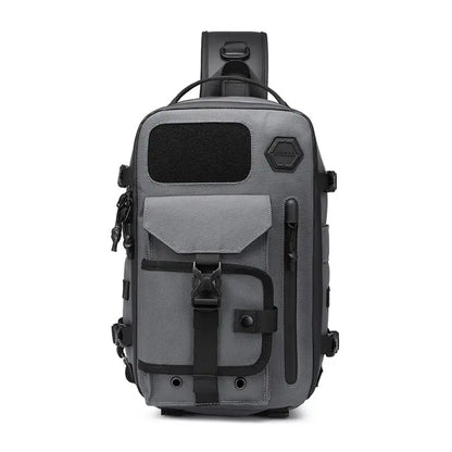 OZUKO-Bolso cruzado de hombro para hombre, bolsa de pecho, impermeable, táctico, cintura, bandolera, cremallera, moda, deportes al aire libre, negro