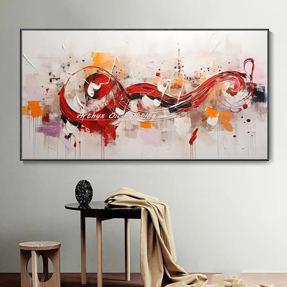 Arthyx, pintura al óleo de notas musicales grandes pintadas a mano sobre lienzo, imagen artística de pared, decoración moderna del hogar, carteles abstractos de textura, obra de arte + paquete Switch In Art completo