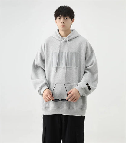 Sudaderas con capucha con estampado de espuma y letras de otoño para hombre, novedad de 2025, sudaderas con capucha Vintage de lana de algodón de gran tamaño, ropa de calle Y2K