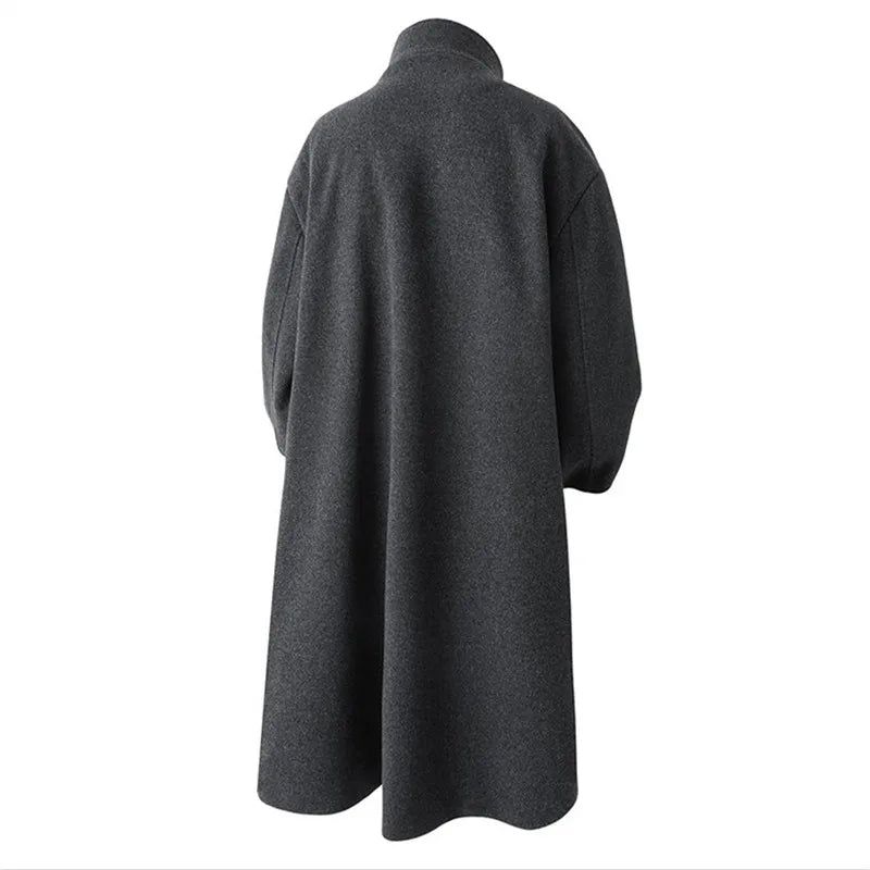 Autumn Winter Fashion Woolen Coats Men Long Trench Outwear Korean Style Youthful Vitality Casual Woolen Coat Loose Windbreaker
