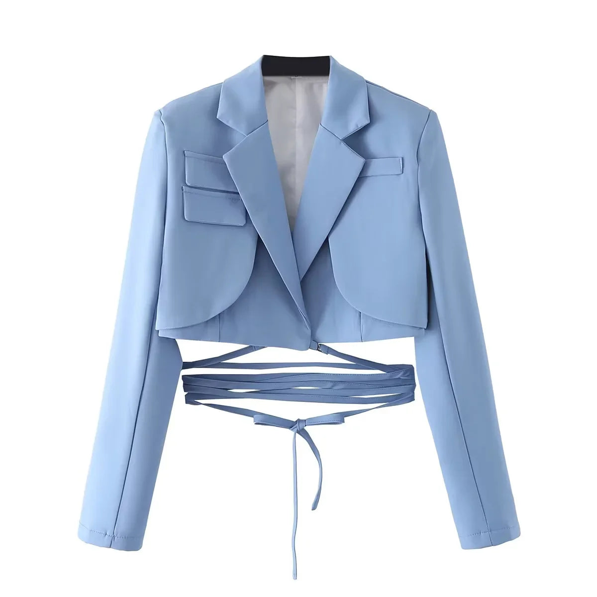 Early Autumn Women's Cross-Belted Slim Fit Short Suit Jacket Fashionable Business Casual Style Long Sleeve Commute Friendly