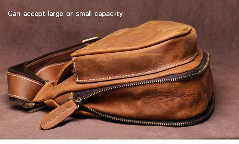 Guro-bolso de pecho de viaje de cuero genuino de alta calidad para hombre, satchel de lujo, cruzado de tendencia Vintage, bolsos de tirantes para deportes al aire libre de fin de semana