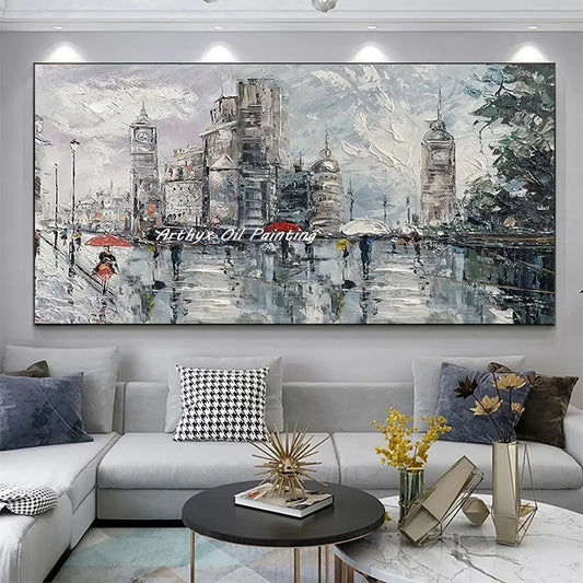 Arthyx, pintura al óleo abstracta 100% hecha a mano sobre lienzo, póster de paisaje con textura moderna, cuadro artístico de pared, decoración del hogar + paquete Switch In Art completo