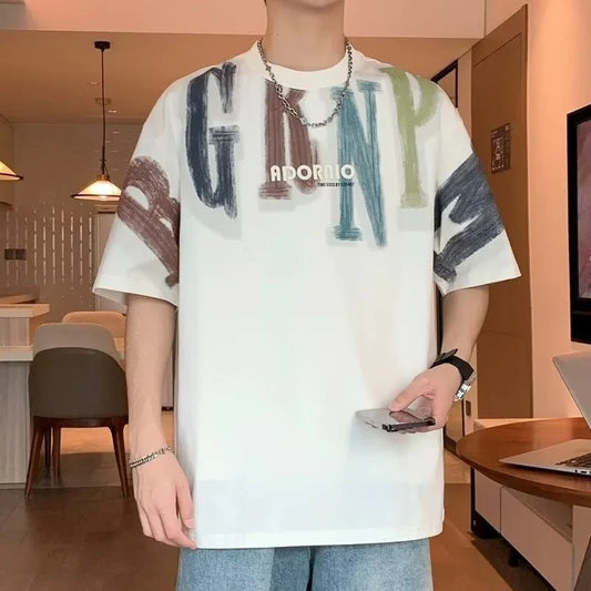 Camiseta de Verano 2026 para Hombre, con Estampado de Letras, Manga Corta, Estilo Hip-Hop Americano Y2K, Streetwear, Casual, Cuello Redondo, Suave