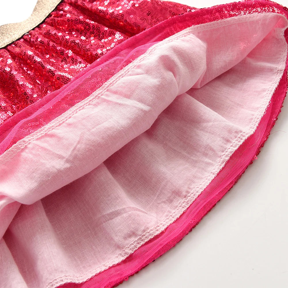 VIKITA-faldas rojas con lentejuelas para niñas y adolescentes, minifalda de Ballet para actuación de fiesta de cumpleaños de princesa brillante, 3-7 años