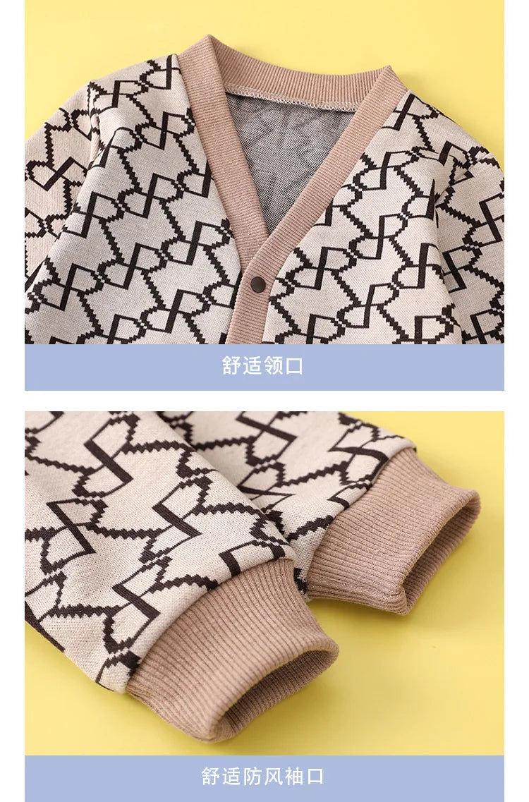 Conjunto de ropa vintage de otoño para bebé, trajes de 3 piezas para niños y niñas, cárdigan de algodón, pantalones y top, perfecto para niños pequeños de 9 a 3 años