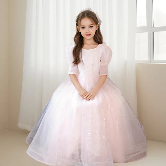 Vestido de boda 2025, vestidos rosas para desfile de niñas, Vestido de boda para niños, Vestido de princesa con flores, disfraces, presentador escolar, trajes de Piano para niños
