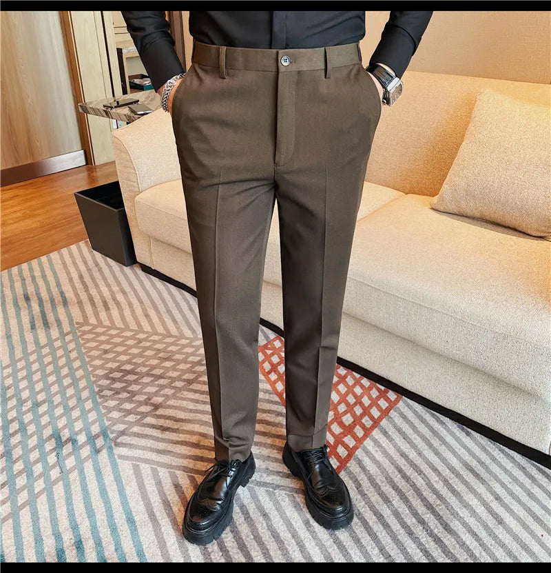 Camisas de vestir de negocios para hombres, pantalones ajustados de traje Social de oficina informal, pantalones de fiesta de boda de alta calidad, ropa de otoño e invierno