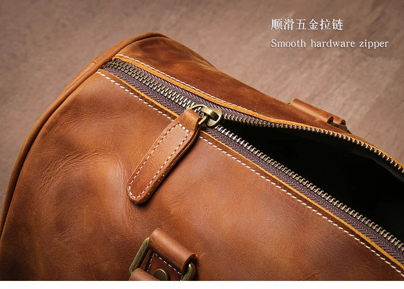 GURO-bolsos de viaje Retro de cuero de vaca para hombre y mujer, bolso de mano de cuero genuino, bolsa de Fitness de fin de semana de lujo, equipaje de viaje corto