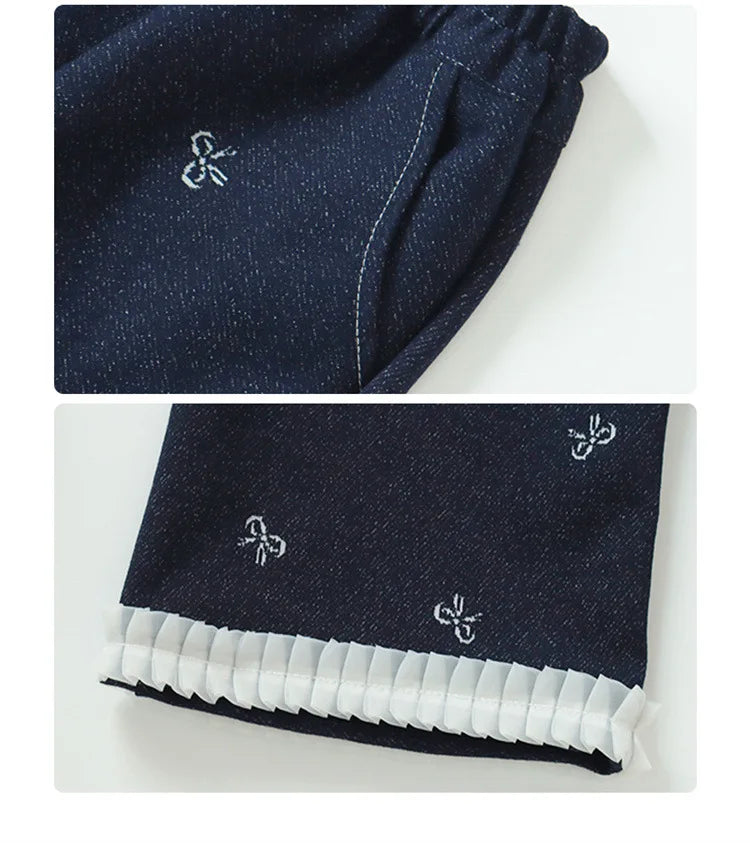 Conjunto de tres piezas con lazo grande de amor para niña, edición coreana de moda de primavera y otoño, ropa para niña