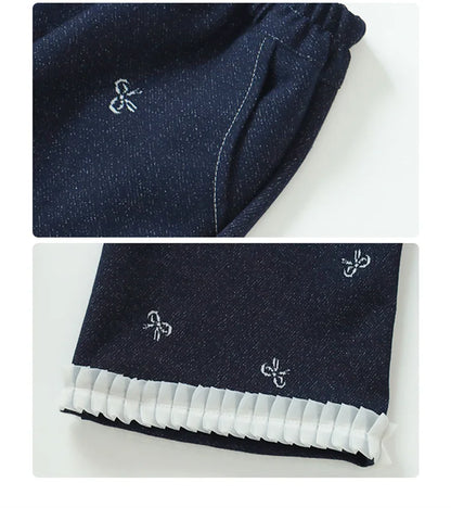 Conjunto de tres piezas con lazo grande de amor para niña, edición coreana de moda de primavera y otoño, ropa para niña