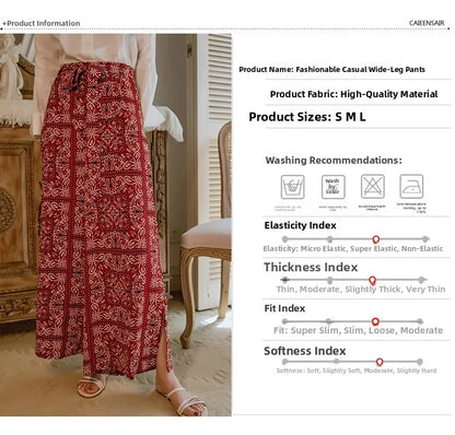 Pantalones anchos de viaje para vacaciones en la playa, ropa de vacaciones para mujer, estilo bohemio, cintura alta, material...