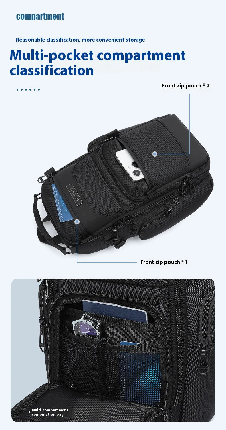 Bolso de pecho OZUKO, elegante bolso cruzado multifuncional, bolso cruzado de viaje ligero e impermeable para hombre