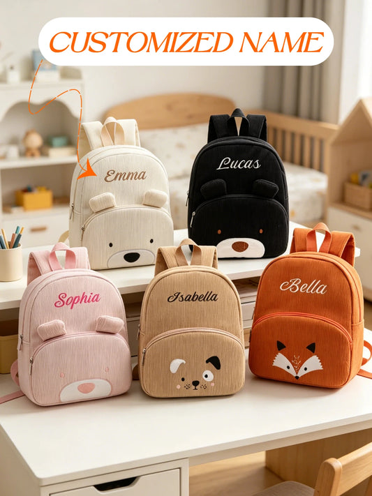 Mochila de Pana Personalizada para Niñas y Niños, Bolsas Escolares Personalizadas con Regalos de Regreso a la Escuela para Niños