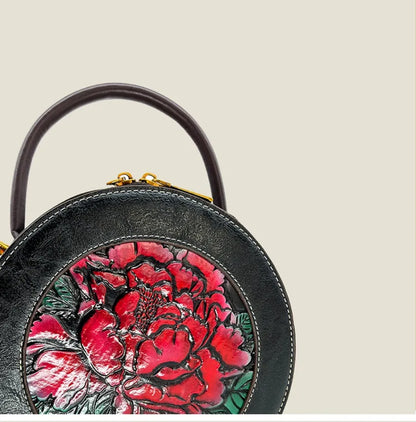 Bolso de diseñador de lujo para mujer, bolso de hombro de estilo chino Retro con relieve 3D de flores, bolso cruzado para gifls, nuevo bolsillo redondo para teléfono