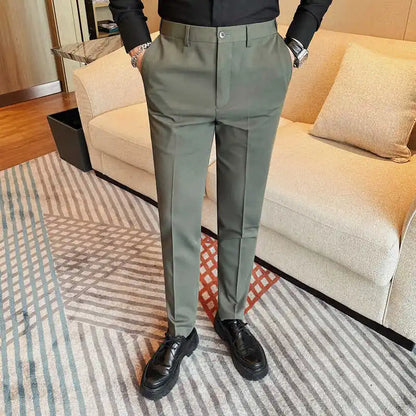 Camisas de vestir de negocios para hombres, pantalones ajustados de traje Social de oficina informal, pantalones de fiesta de boda de alta calidad, ropa de otoño e invierno