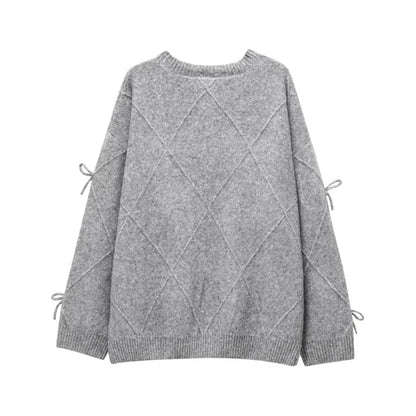 Suéteres acogedores Prairie Chic, jerseys con lazo liso, jerséis de punto de manga larga, Top Vintage Y2k, suéter de otoño para mujer