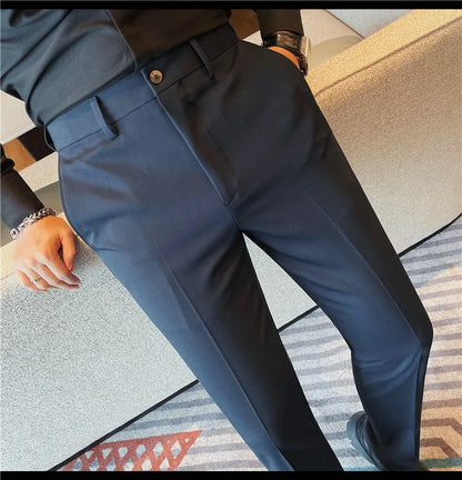 Camisas de vestir de negocios para hombres, pantalones ajustados de traje Social de oficina informal, pantalones de fiesta de boda de alta calidad, ropa de otoño e invierno