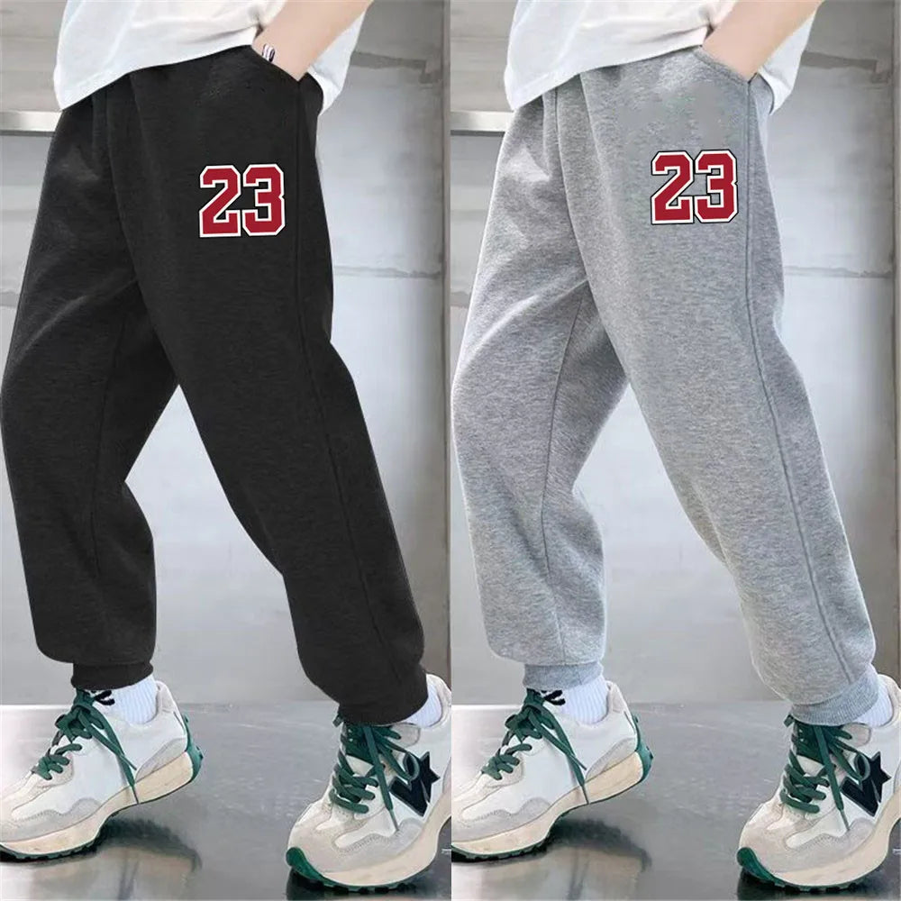 Pantalones de chándal deportivos con estampado de letras para niños, pantalones largos sueltos a la moda, pantalones para correr, pantalones deportivos finos informales para niños 2025, SPT01