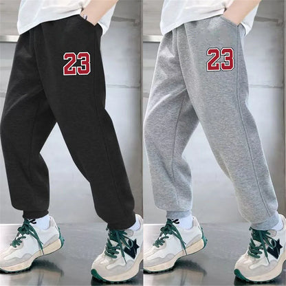 Pantalones de chándal deportivos con estampado de letras para niños, pantalones largos sueltos a la moda, pantalones para correr, pantalones deportivos finos informales para niños 2025, SPT01