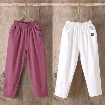 Pantalones Harlan de algodón sueltos para mujer, pantalones informales de verano para mamá, pantalones informales de algodón ...