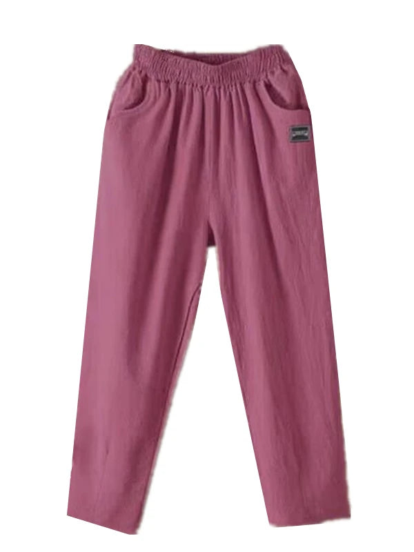 Pantalones Harlan de algodón sueltos para mujer, pantalones informales de verano para mamá, pantalones informales de algodón ...