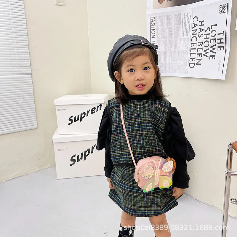 Bolso de mensajero con diseño de mariposa para niños, bolsos de hombro para niñas, monedero de moda, bolso cruzado, regalos para niños, nuevo