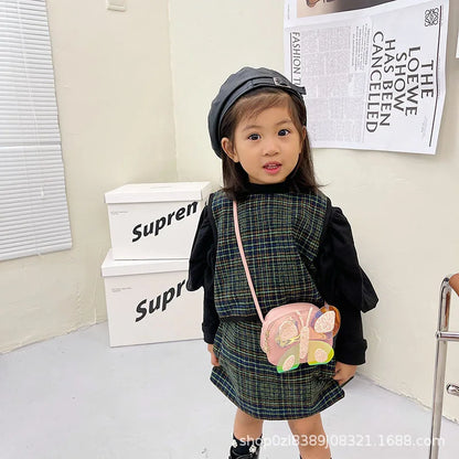 Bolso de mensajero con diseño de mariposa para niños, bolsos de hombro para niñas, monedero de moda, bolso cruzado, regalos para niños, nuevo