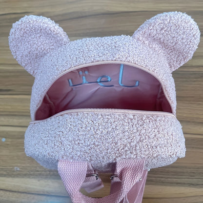 Mochila Mini con Orejas de Oso, Personalizable con Nombre Bordado, de Pana y Felpa, para Niñas, Mujeres, Niños Pequeños, Regalo para Guardería