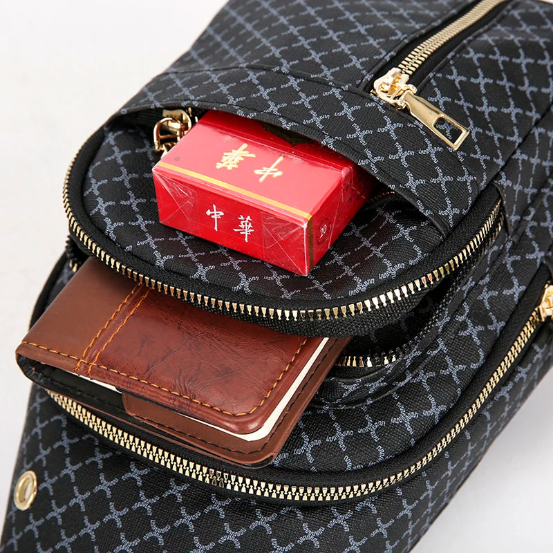Bolso de pecho de cuero PU ligero con múltiples bolsillos para hombre, bolso cruzado informal Unisex, adecuado para desplazamientos diarios, bolso de hombro