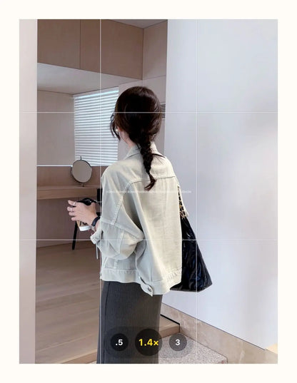 Chaqueta vaquera marrón para mujer, chaqueta informal versátil de estilo coreano de corte corto, chaqueta de primavera y otoño