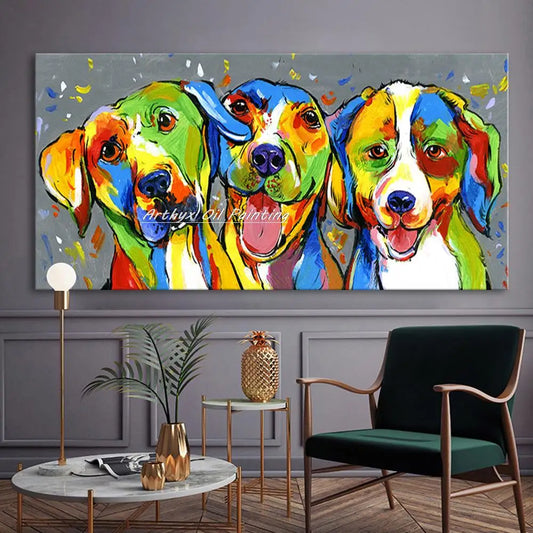 Arthyx, pintura al óleo de animales de perro pintada a mano sobre lienzo, póster de arte Pop abstracto moderno, imagen de pared para decoración del hogar y la sala de estar(paquete SWITCH IN ART completo)