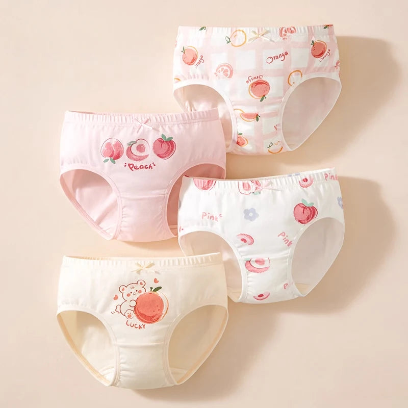 4 unids/lote de ropa interior para niñas, bragas bonitas de dibujos animados para niñas, calzoncillos transpirables de algodón para niños pequeños de 1 a 14 años