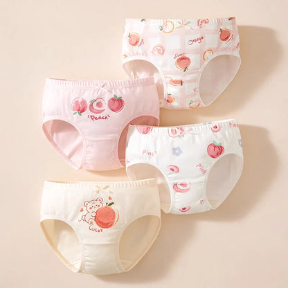 4 unids/lote de ropa interior para niñas, bragas bonitas de dibujos animados para niñas, calzoncillos transpirables de algodón para niños pequeños de 1 a 14 años