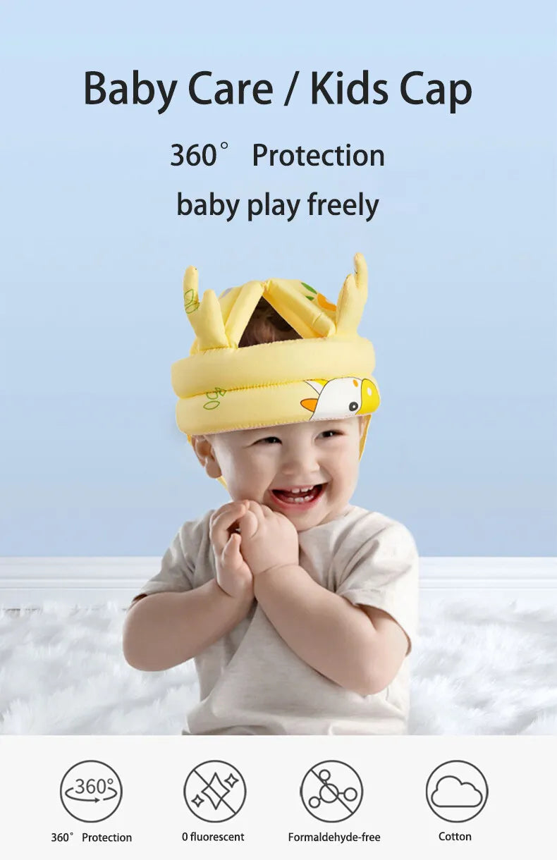 Casco de seguridad para bebés, protección para la cabeza, almohadilla anticaídas ajustable para niños pequeños, gorra anticaídas para aprender a caminar, cadena antipérdida