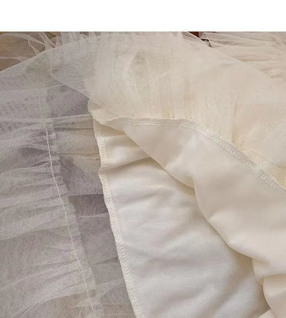 Falda larga de tul de talla grande para mujer, cintura alta, estilo A, con capas, elegante, para 200 libras, estilo coreano, ...